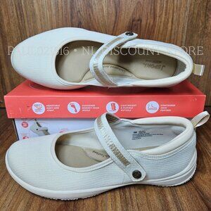 JSPORT Women's Melody Mary Jane Memory Foam Shoes, Cream